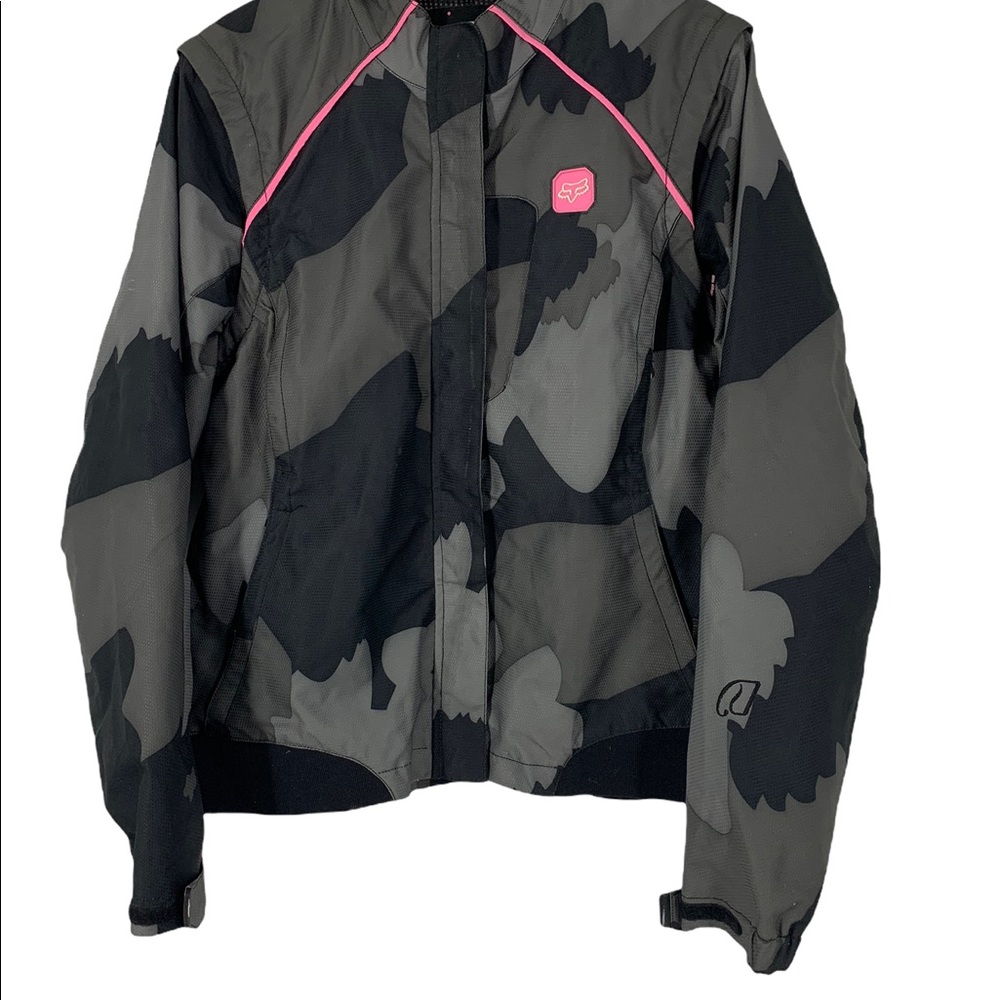Fox Racing Dakota Jacket womens Large motorcycle Black camo pink elbow pads